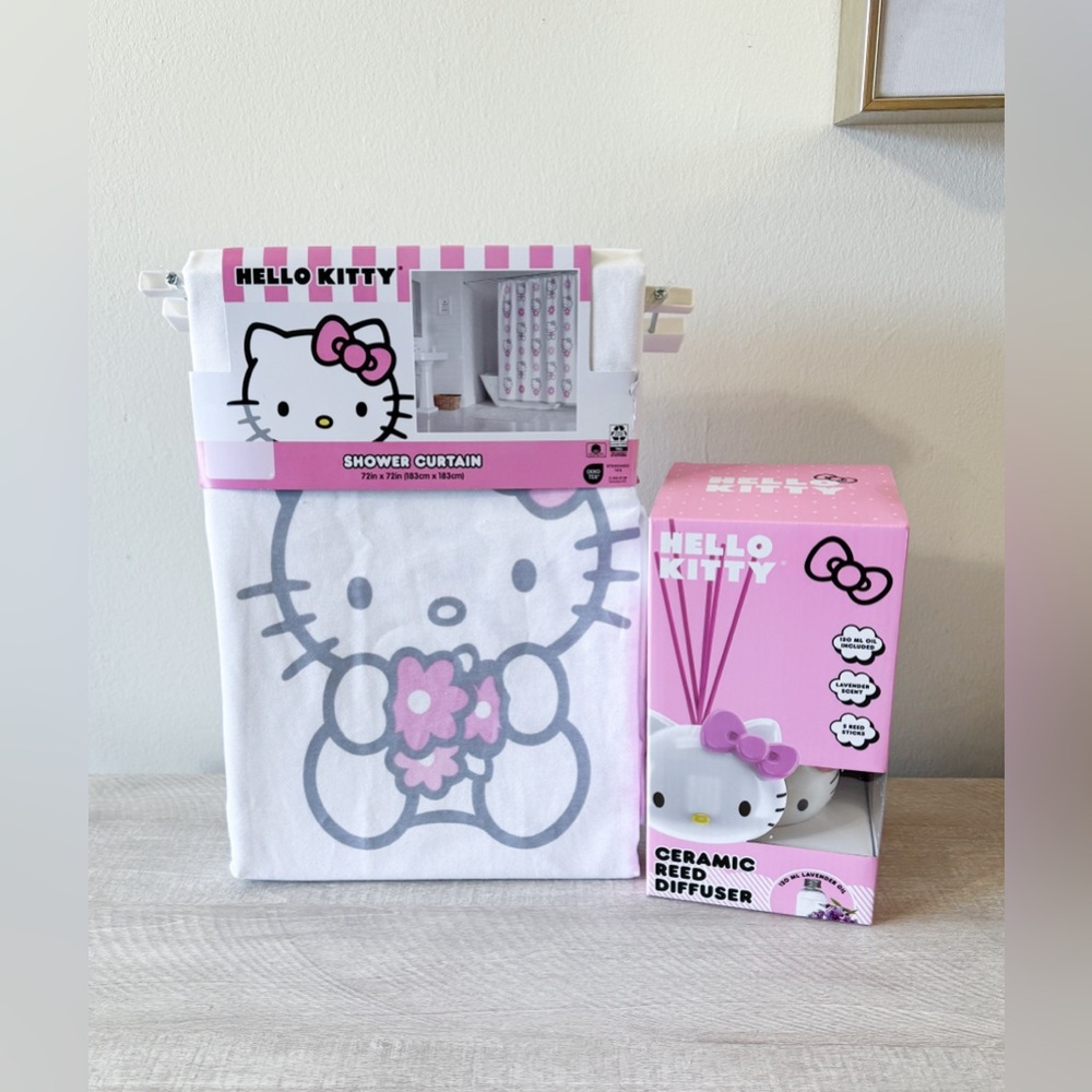 Hello Kitty Shower Curtain & Diffuser Bundle Set